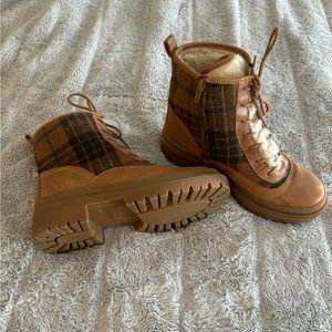 LUCKY BRAND Fur Lined Plaid Boots